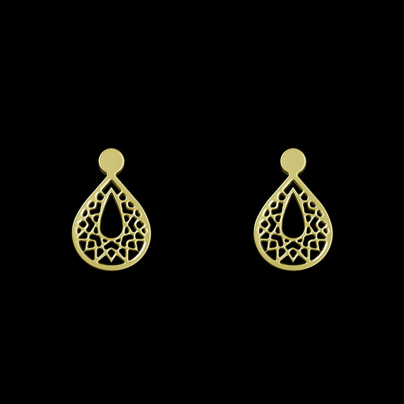 گوشواره طلا 18 عیار زنانه مدوپد مدل اشک اسلیمی کد GA1-10565