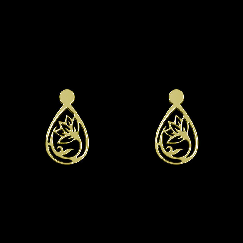 گوشواره طلا 18 عیار زنانه مدوپد مدل اشک و گل کد GA1-10566