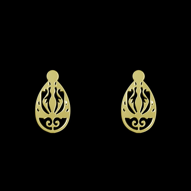 گوشواره طلا 18 عیار زنانه مدوپد مدل اسلیمی کد GA1-10586