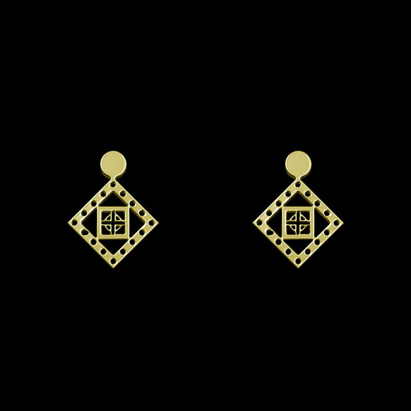 گوشواره طلا 18 عیار زنانه مدوپد مدل لوزی کد GA1-10648