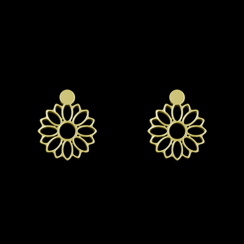 گوشواره طلا 18 عیار زنانه مدوپد مدل گل کد GA1-10761