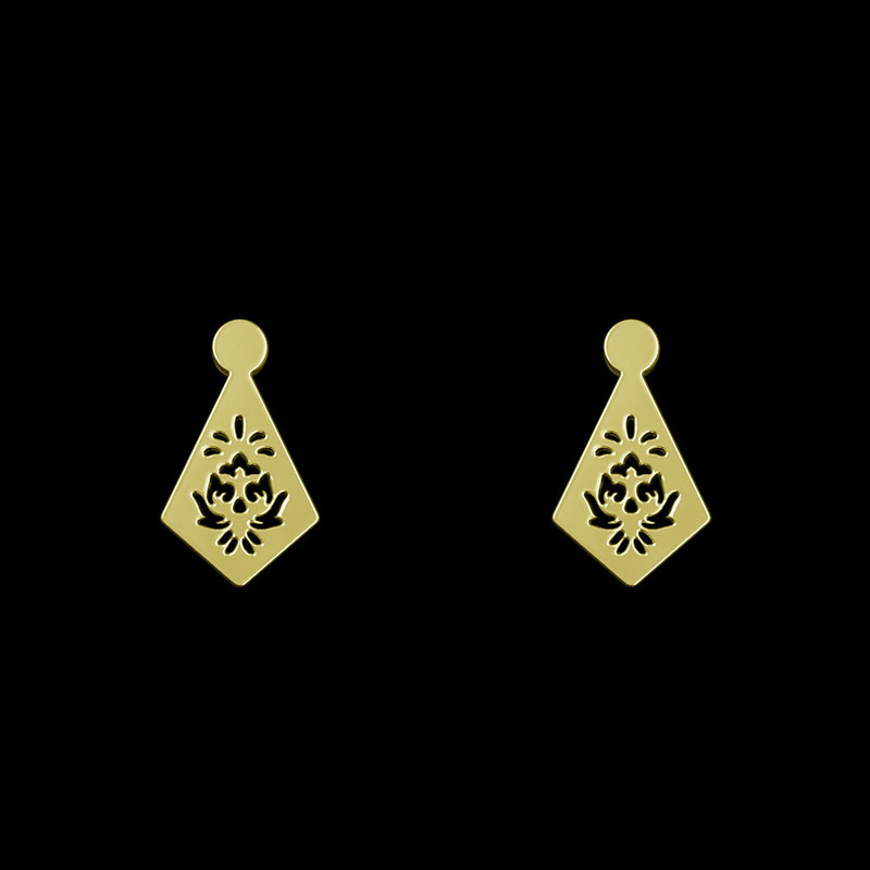 گوشواره طلا 18 عیار زنانه مدوپد مدل لوزی کد GA1-10765