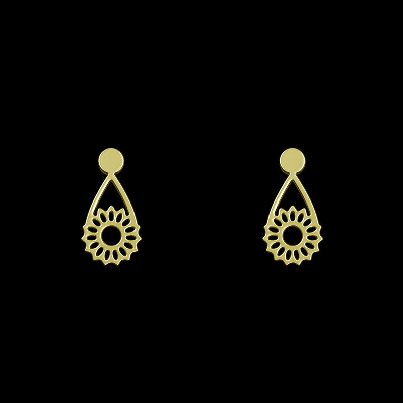 گوشواره طلا 18 عیار زنانه مدوپد مدل گل کد GA1-10801