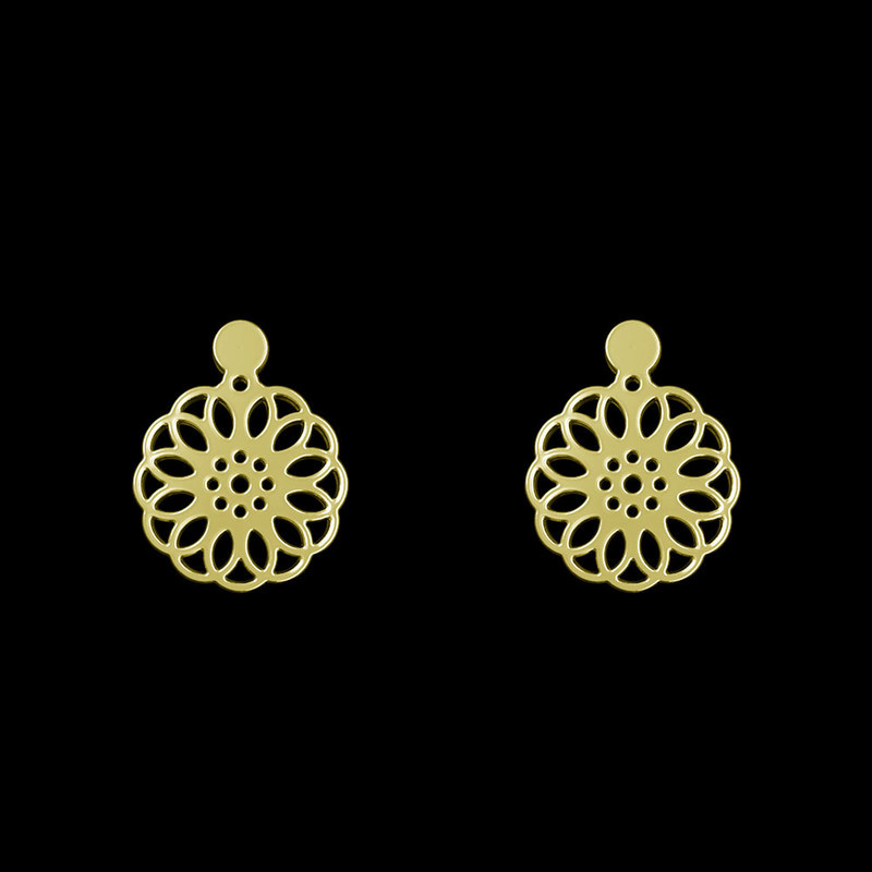 گوشواره طلا 18 عیار زنانه مدوپد مدل گل کد GA1-10852