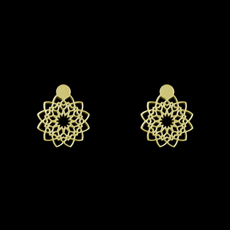 گوشواره طلا 18 عیار زنانه مدوپد مدل گل کد GA1-10854