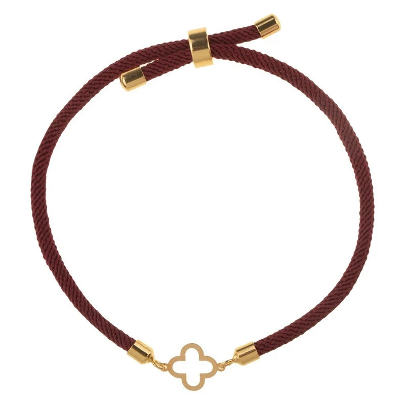 دستبند طلا 18 عیار زنانه با بند بافت مدوپد مدل گل ونکلیف دستبند طلا 18 عیار زنانه با بند بافت مدوپد مدل گل ونکلیف