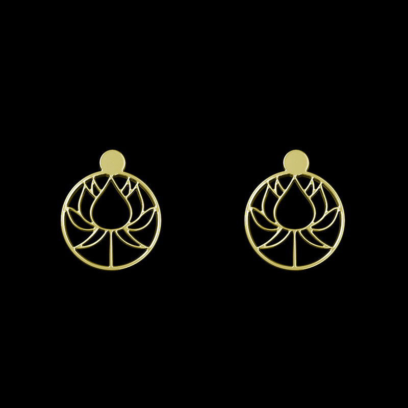 گوشواره طلا 18 عیار زنانه مدوپد مدل دایره و گل کد GA1-10943