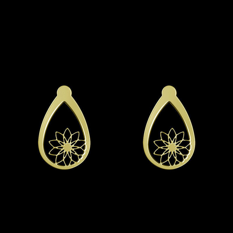 گوشواره طلا 18 عیار زنانه مدوپد مدل گل کد GA1-10985