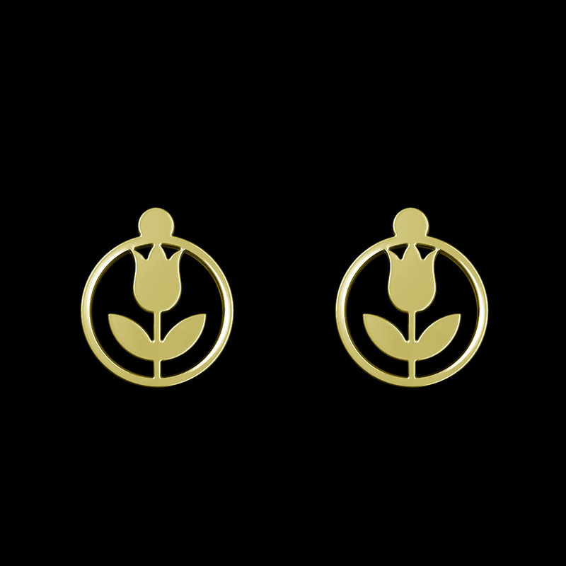 گوشواره طلا 18 عیار زنانه مدوپد مدل گل کد GA1-10990