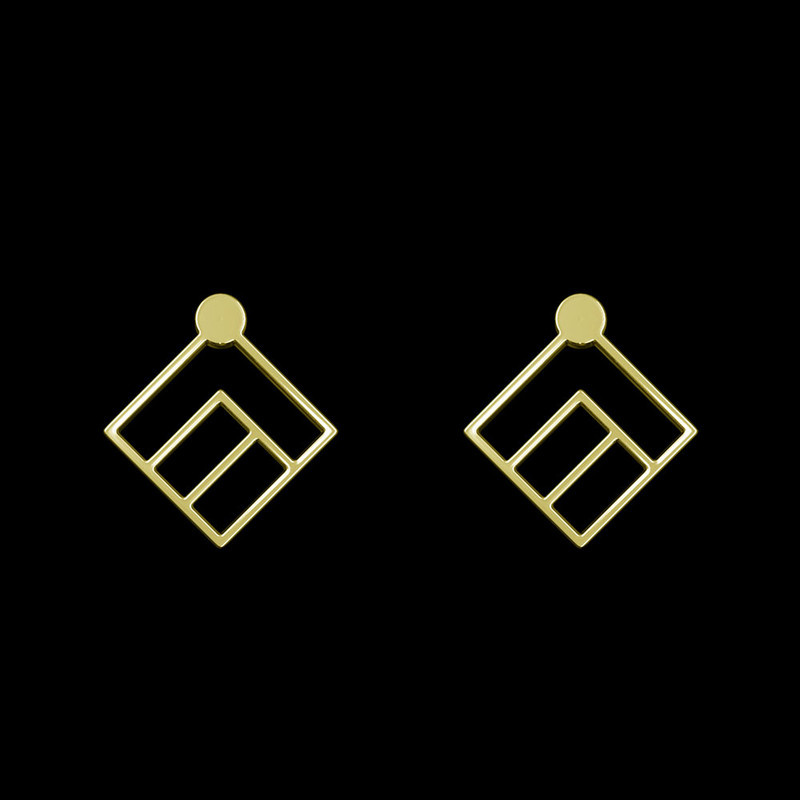 گوشواره طلا 18 عیار زنانه مدوپد مدل لوزی کد GA1-10998