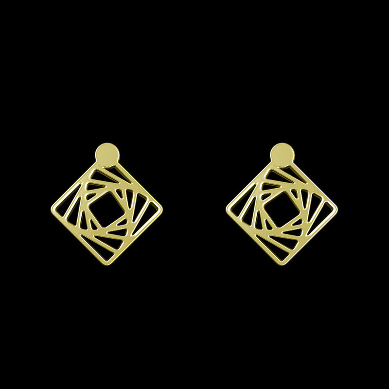 گوشواره طلا 18 عیار زنانه مدوپد مدل لوزی کد GA1-11001