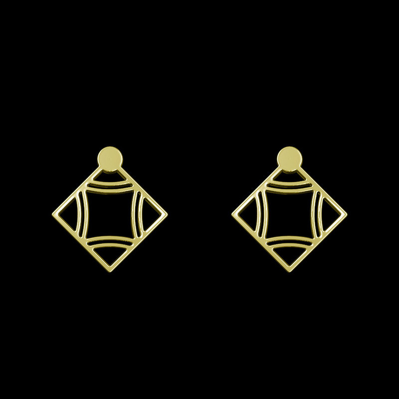 گوشواره طلا 18 عیار زنانه مدوپد مدل لوزی کد GA1-11002