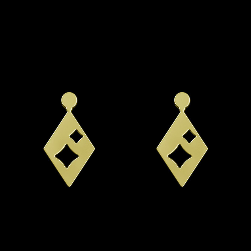 گوشواره طلا 18 عیار زنانه مدوپد مدل لوزی کد GA1-11038