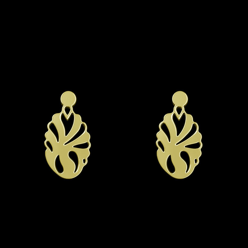 گوشواره طلا 18 عیار زنانه مدوپد مدل اسلیمی کد GA1-11042