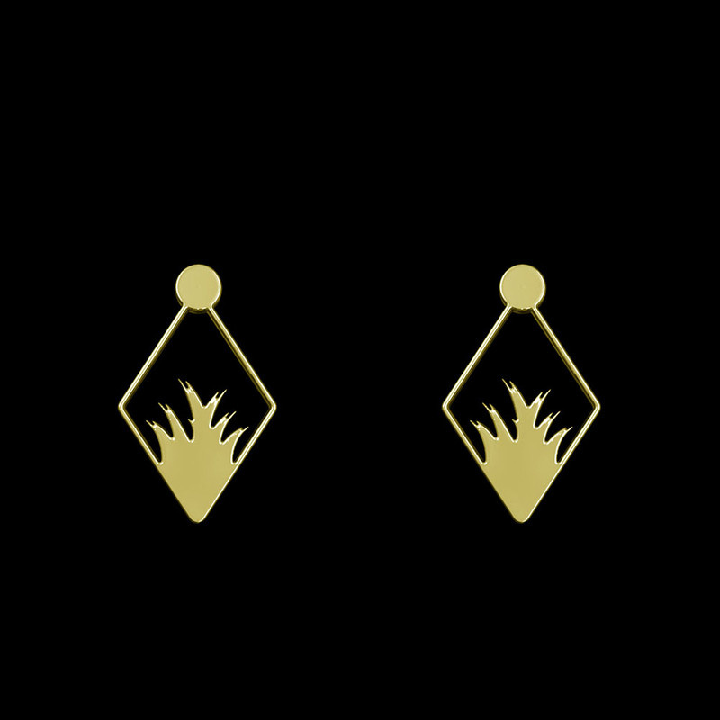 گوشواره طلا 18 عیار زنانه مدوپد مدل لوزی و برگ کد GA1-11052