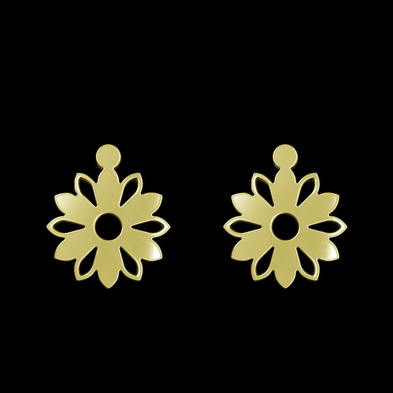 گوشواره طلا 18 عیار زنانه مدوپد مدل گل کد GA1-11096