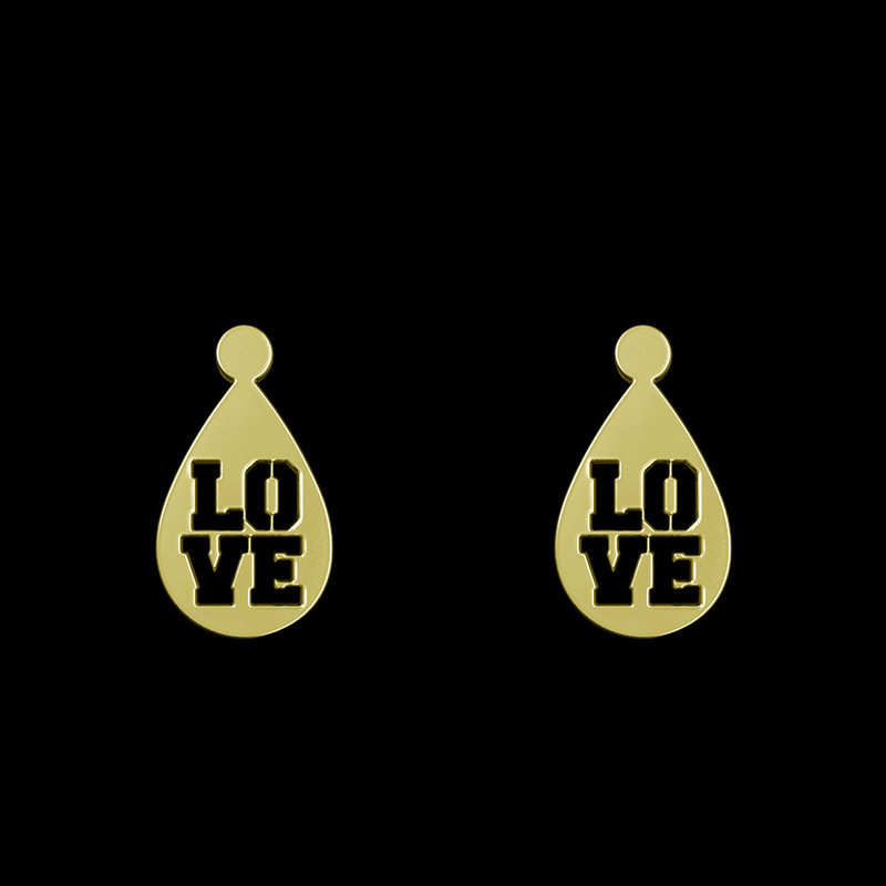 گوشواره طلا 18 عیار زنانه مدوپد مدل love کد GA1-11202