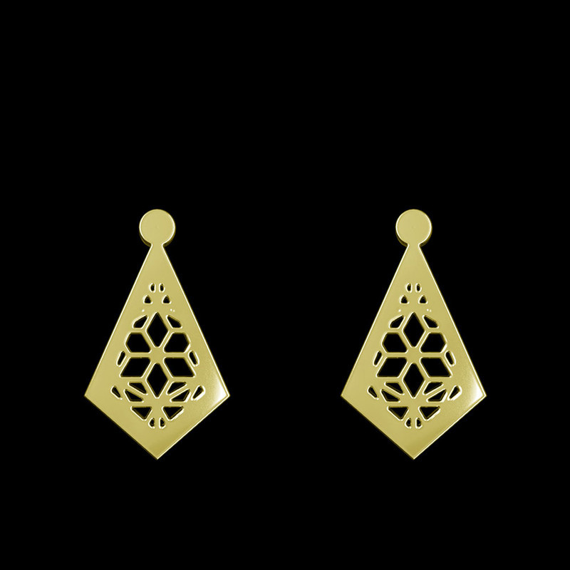 گوشواره طلا 18 عیار زنانه مدوپد مدل لوزی کد GA1-11270