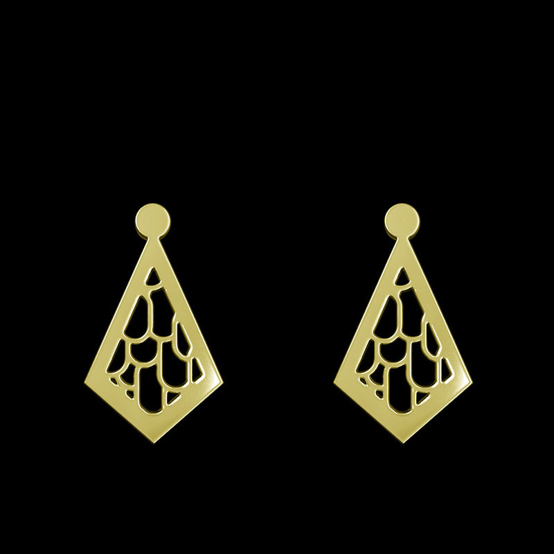 گوشواره طلا 18 عیار زنانه مدوپد مدل لوزی کد GA1-11290