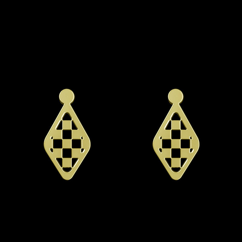 گوشواره طلا 18 عیار زنانه مدوپد مدل لوزی کد GA1-11296