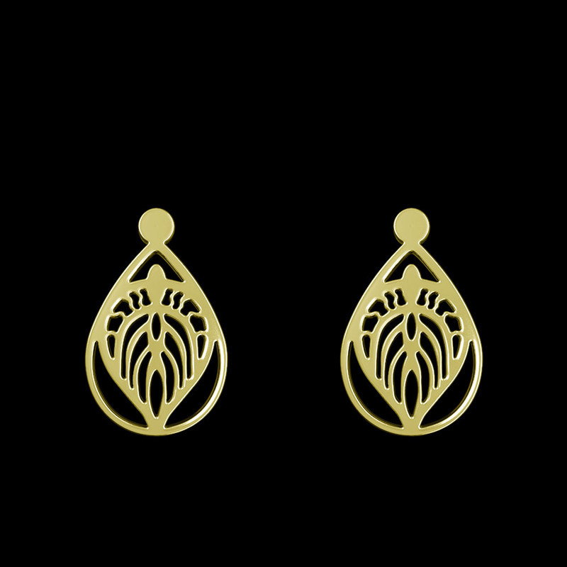 گوشواره طلا 18 عیار زنانه مدوپد مدل هندسی کد GA1-11343