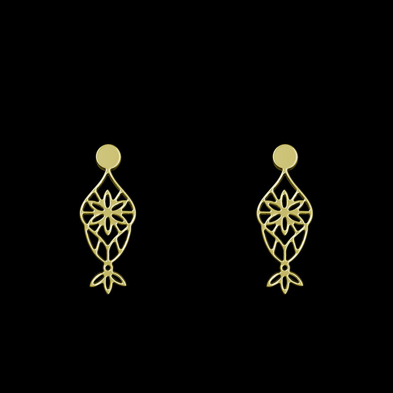 گوشواره طلا 18 عیار زنانه مدوپد مدل اسلیمی کد GA1-11364