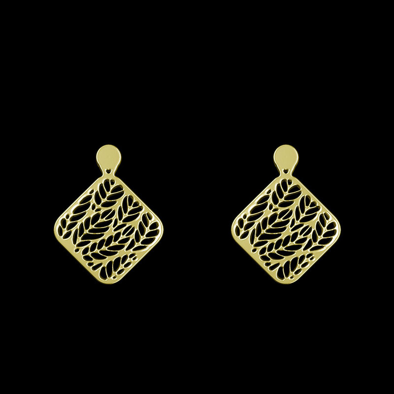 گوشواره طلا 18 عیار زنانه مدوپد مدل مربع کد GA1-11407