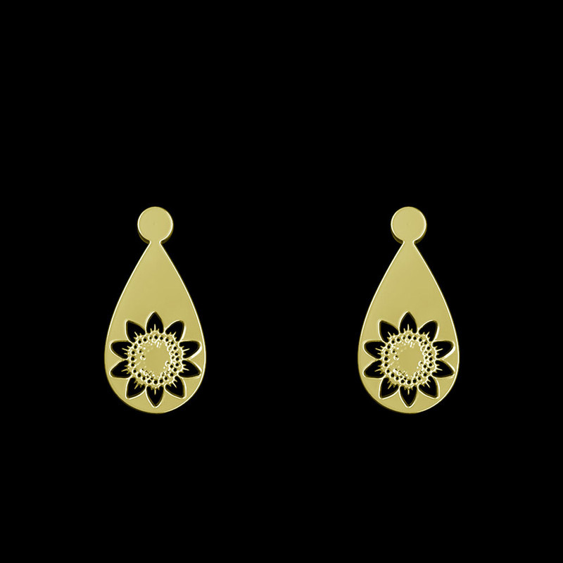 گوشواره طلا 18 عیار زنانه مدوپد مدل گل کد GA1-11437