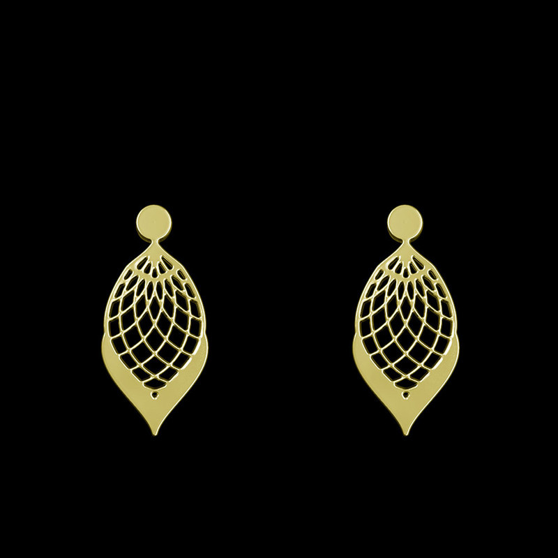 گوشواره طلا 18 عیار زنانه مدوپد مدل اسلیمی کد GA1-11450