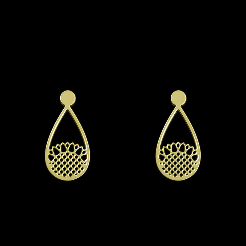 گوشواره طلا 18 عیار زنانه مدوپد مدل گل کد GA1-11513