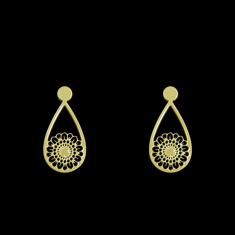 گوشواره طلا 18 عیار زنانه مدوپد مدل گل کد GA1-11521