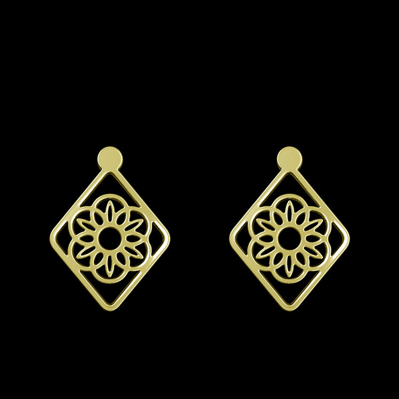 گوشواره طلا 18 عیار زنانه مدوپد مدل گل کد GA1-11540