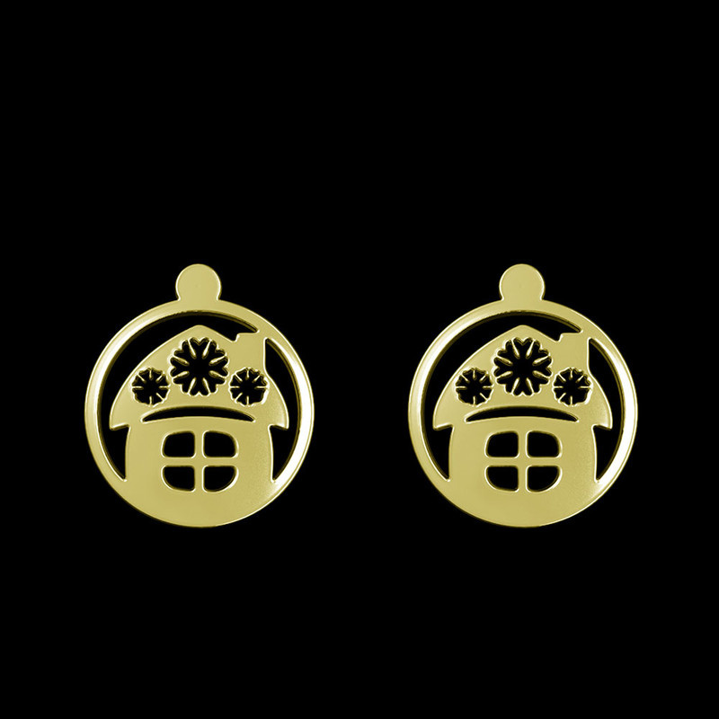 گوشواره طلا 18 عیار زنانه مدوپد مدل خانه کد GA1-11584