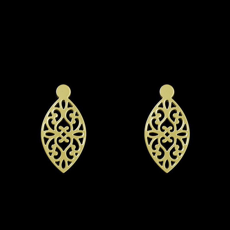 گوشواره طلا 18 عیار زنانه مدوپد مدل اسلیمی کد GA1-11593