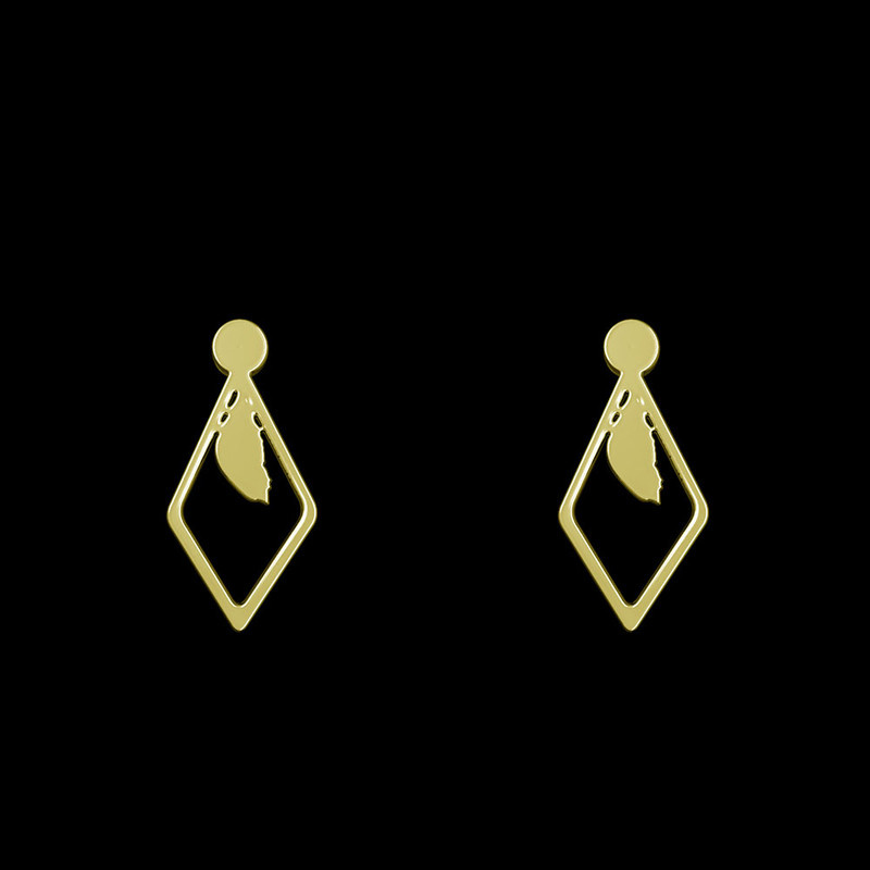 گوشواره طلا 18 عیار زنانه مدوپد مدل لوزی کد GA1-11629