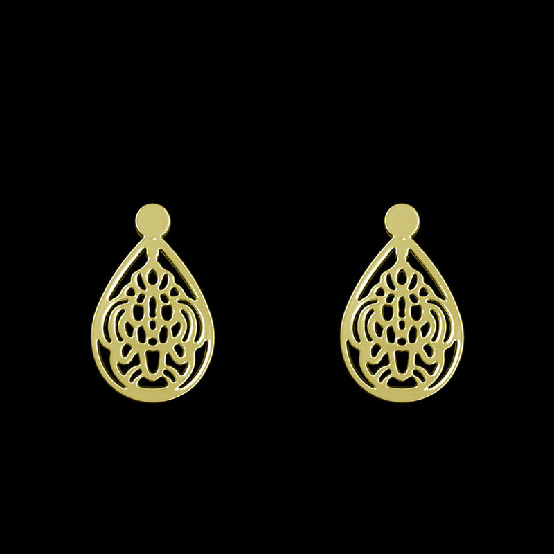 گوشواره طلا 18 عیار زنانه مدوپد مدل هندسی کد GA1-11672