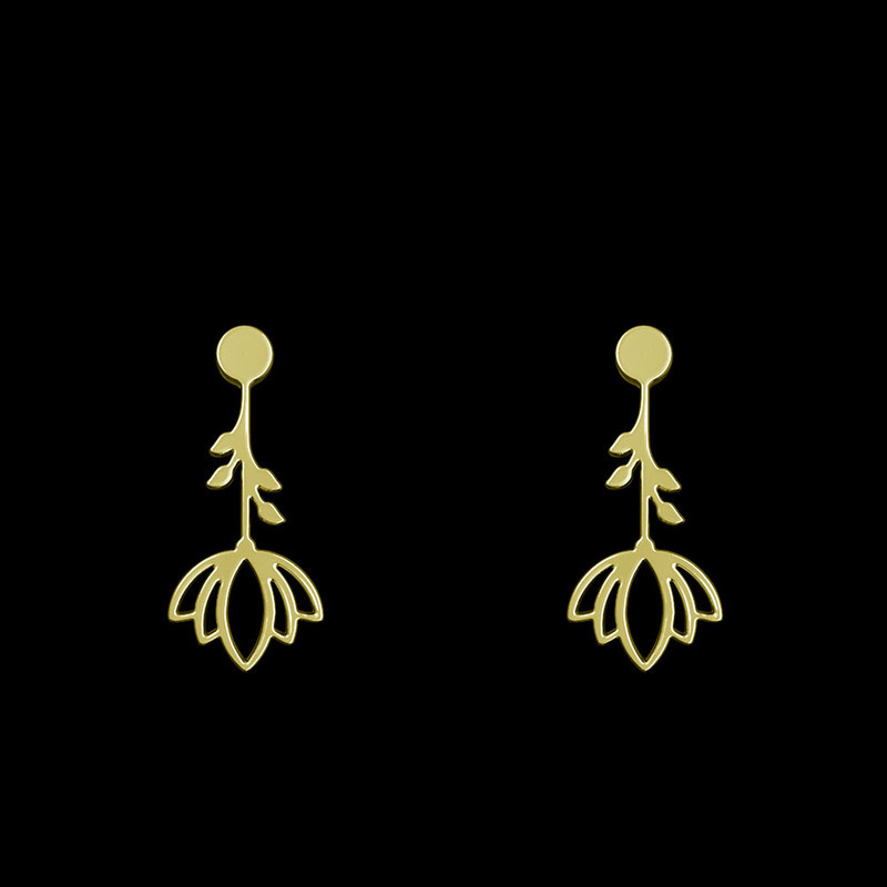 گوشواره طلا 18 عیار زنانه مدوپد مدل گل کد GA1-11725