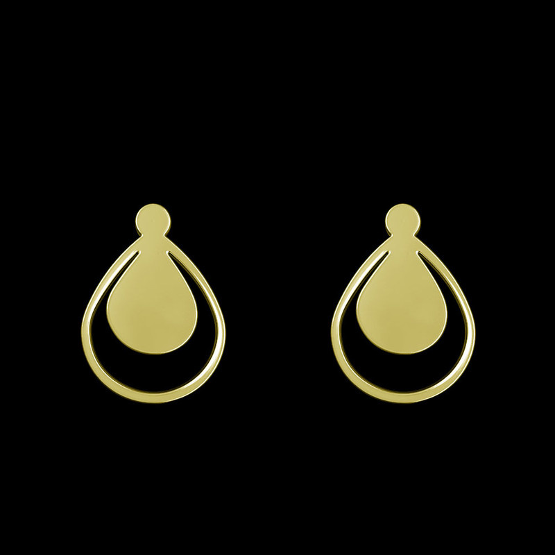 گوشواره طلا 18 عیار زنانه مدوپد مدل هندسی کد GA1-11920