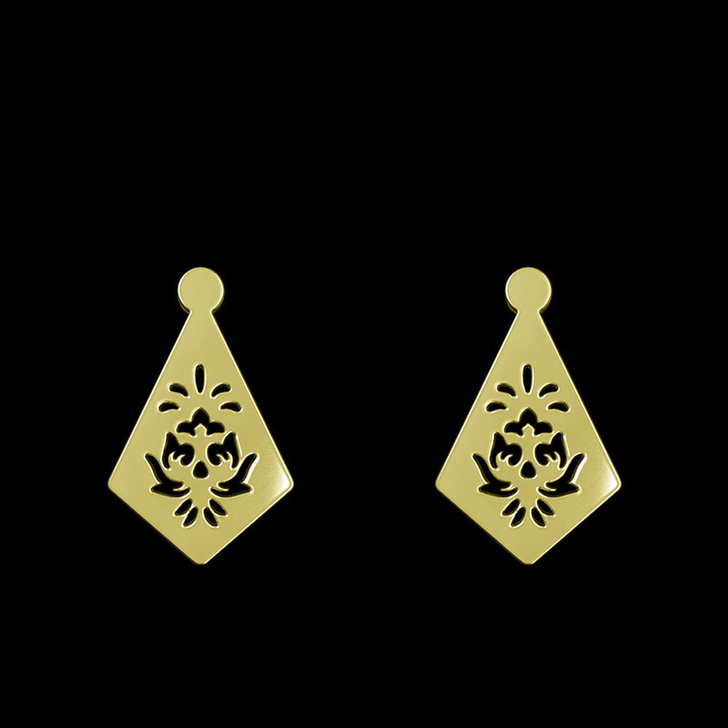 گوشواره طلا 18 عیار زنانه مدوپد مدل اسلیمی کد GA1-12046