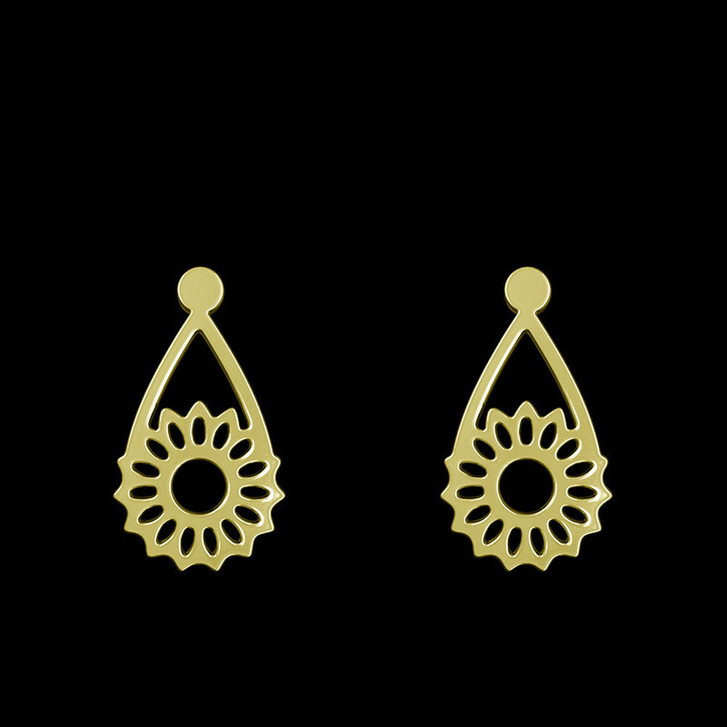 گوشواره طلا 18 عیار زنانه مدوپد مدل گل کد GA1-12132