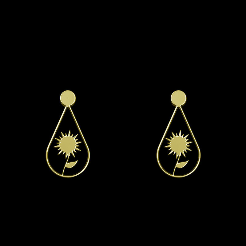 گوشواره طلا 18 عیار زنانه مدوپد مدل گل کد GA1-12155