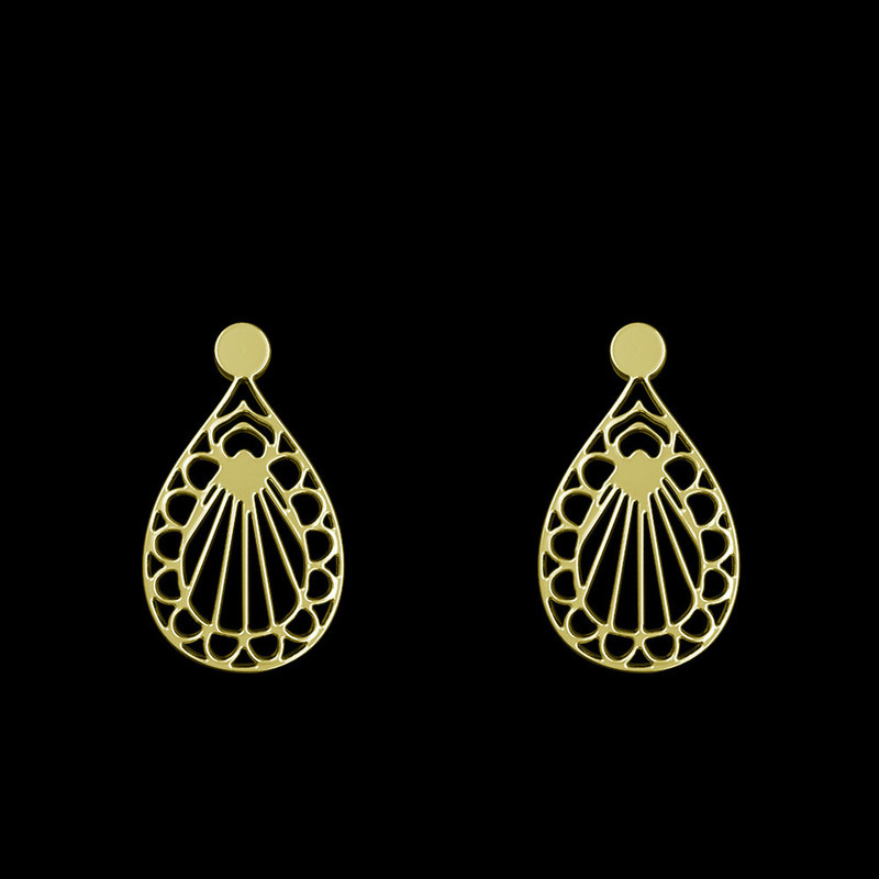 گوشواره طلا 18 عیار زنانه مدوپد مدل اسلیمی کد GA1-12184