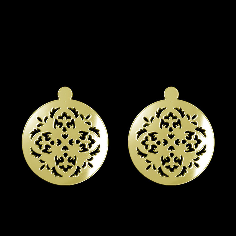 گوشواره طلا 18 عیار زنانه مدوپد مدل دایره و گل کد GA1-12188