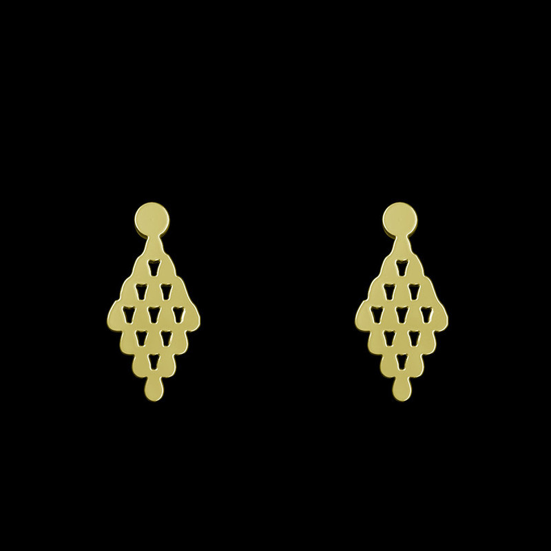 گوشواره طلا 18 عیار زنانه مدوپد مدل هندسی کد GA1-12203