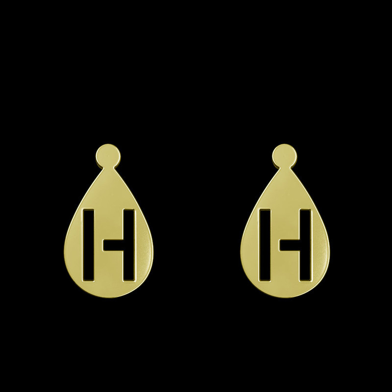 گوشواره طلا 18 عیار زنانه مدوپد مدل حرف H کد GA1-12233