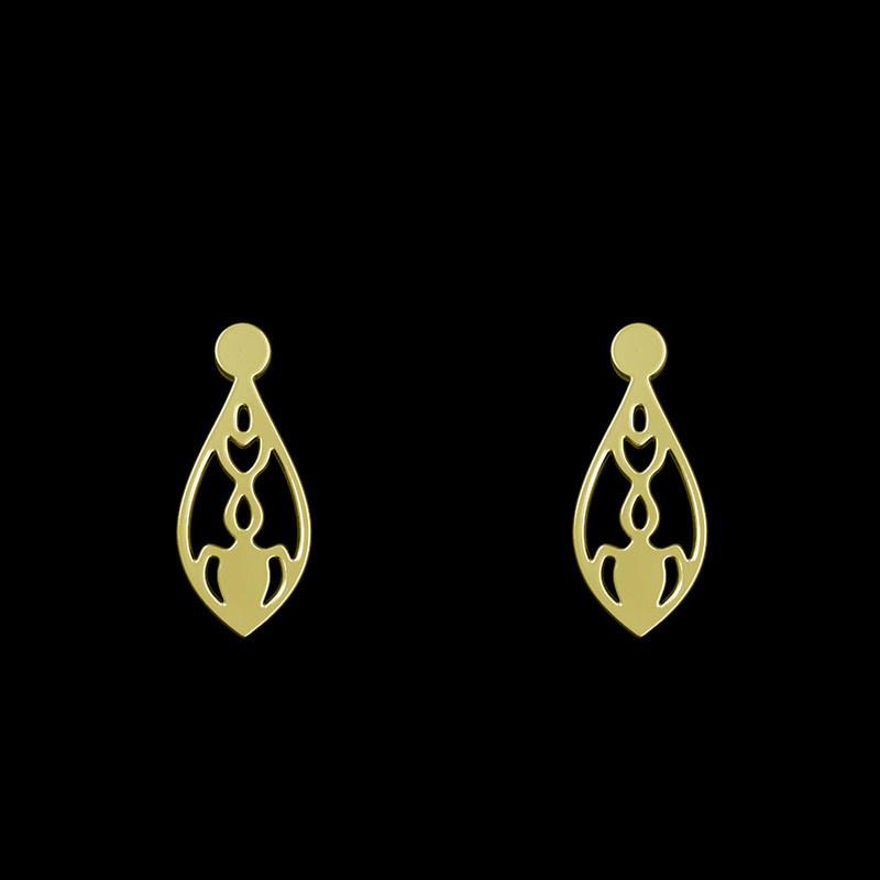 گوشواره طلا 18 عیار زنانه مدوپد مدل هندسی کد GA1-12268