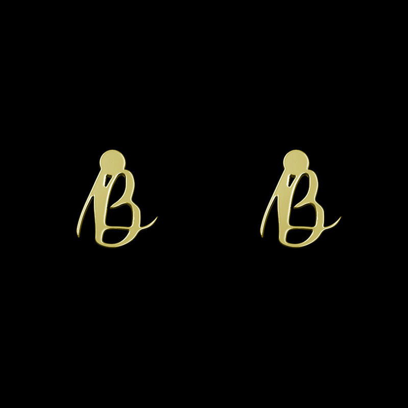 گوشواره طلا 18 عیار زنانه مدوپد مدل حرف b کد GA1-12300