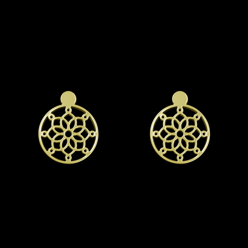 گوشواره طلا 18 عیار زنانه مدوپد مدل دایره اسلیمی کد GA1-12304