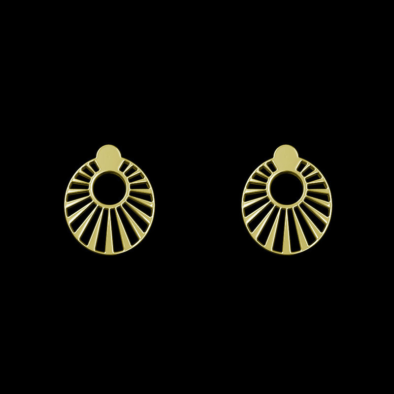 گوشواره طلا 18 عیار زنانه مدوپد مدل دایره راه راه کد GA1-12351