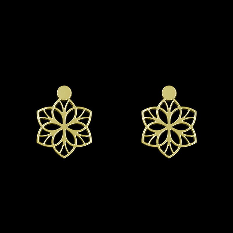 گوشواره طلا 18 عیار زنانه مدوپد مدل گل کد GA1-12383